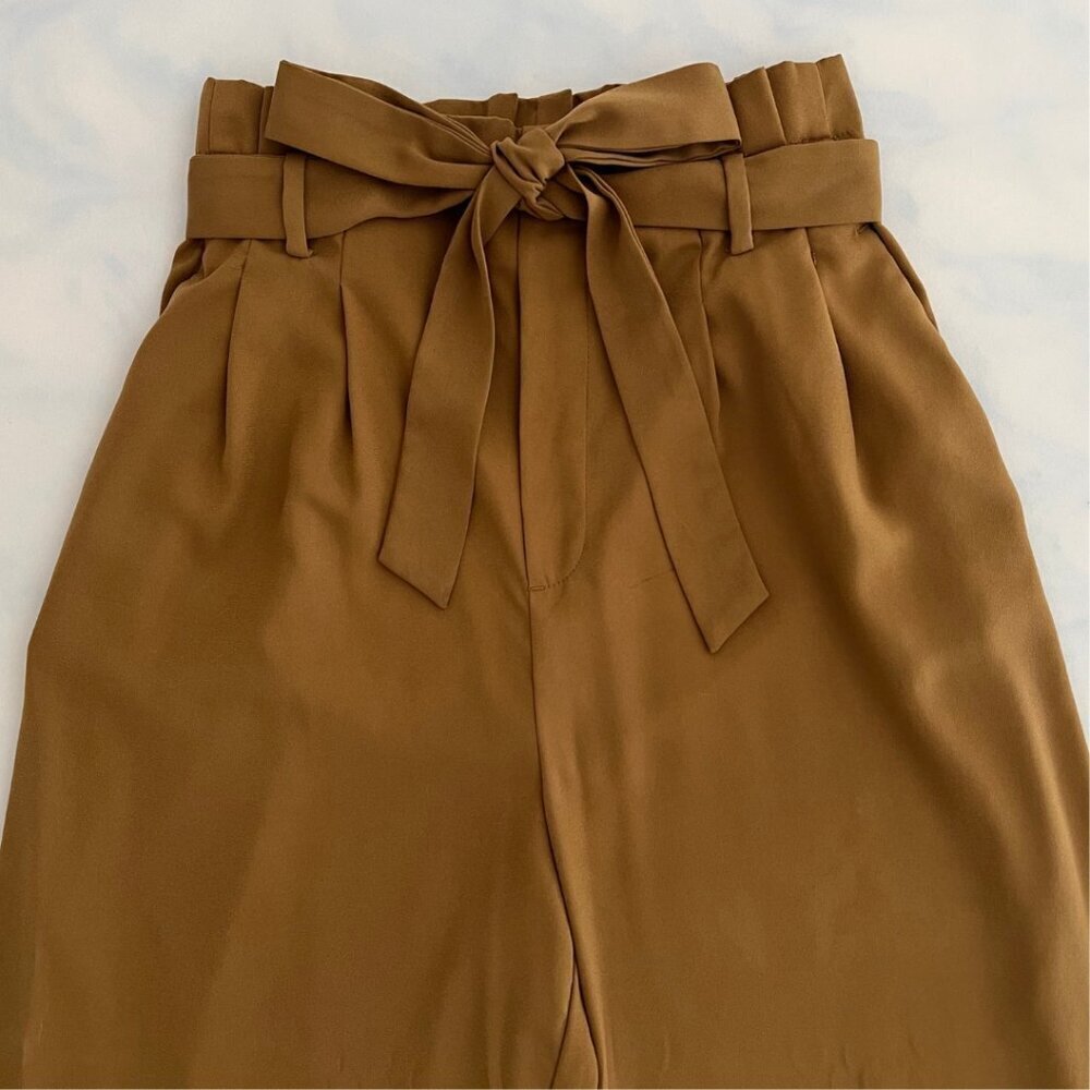 A New Day Tan Paper Bag Waist Wide Leg Trousers - Picture 3 of 7